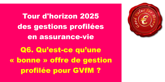 Q6. Qu’est-ce qu’une « bonne » offre de gestion profilée pour Good Value for Money ?