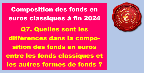 Q7. Quelles sont les différences dans la composition des fonds en euros entre les fonds classiques et les autres formes de fonds ?