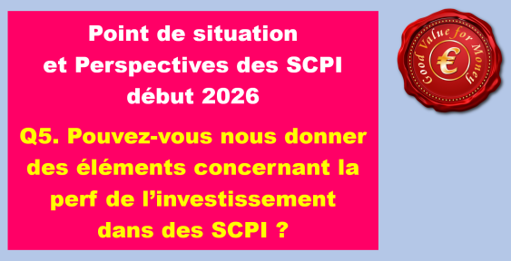 Q5. Pouvez-vous nous donner des éléments concernant la performance de l’investissement dans des SCPI ?