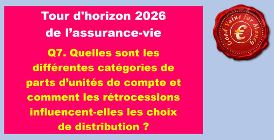 VID100 - Q7. Quelles sont les différentes catégories de parts d’unités de compte ? Comment les rétrocessions influencent-elles les choix de distribution ?